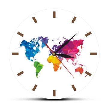 Horloge murale moderne Monde multicolore