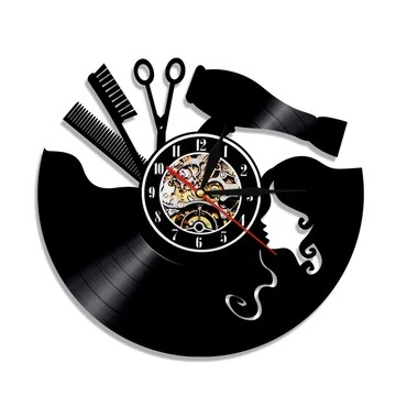horloge murale vinyle salon de coiffure