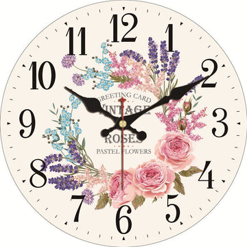 Horloge murale vintage nuances de fleurs blanches