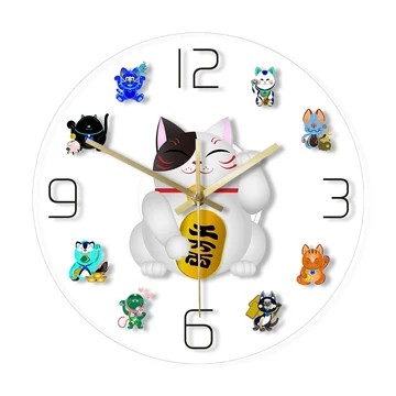 Horloge murale chat de fortune rétroéclairée