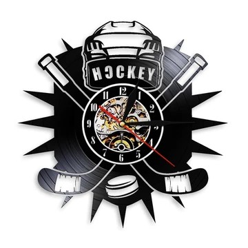 horloge murale vinyle hockey