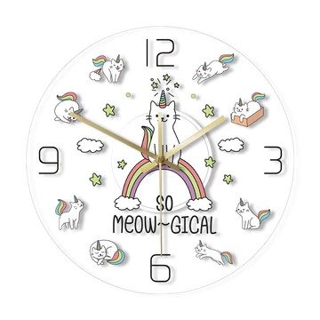 Horloge murale chat arc en ciel rétroéclairée