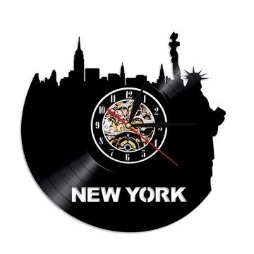 Horloge murale vinyle New York (option LED)