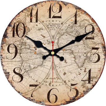 Horloge murale vintage Carte du globe