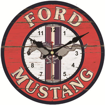 Horloge murale vintage Ford Mustang rouge