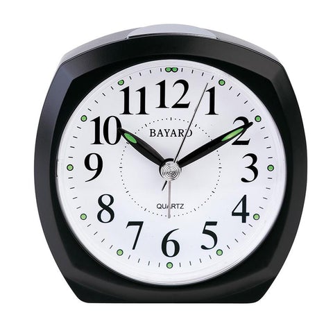 Réveil matin à piles silencieux noir